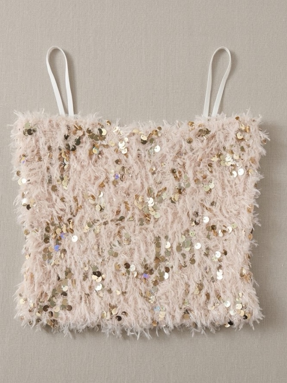 Zara Sequin Feathered Tube Top- Blush Pink